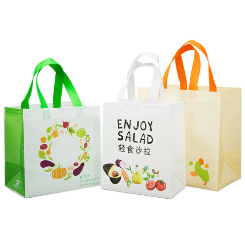 輕食沙拉無紡布外賣打包袋餐飲商用快餐水果撈打包袋子包裝袋