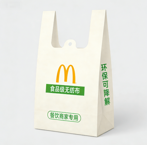 食品級無紡布餐飲外賣袋定制 環(huán)保可降解 餐飲商家專用