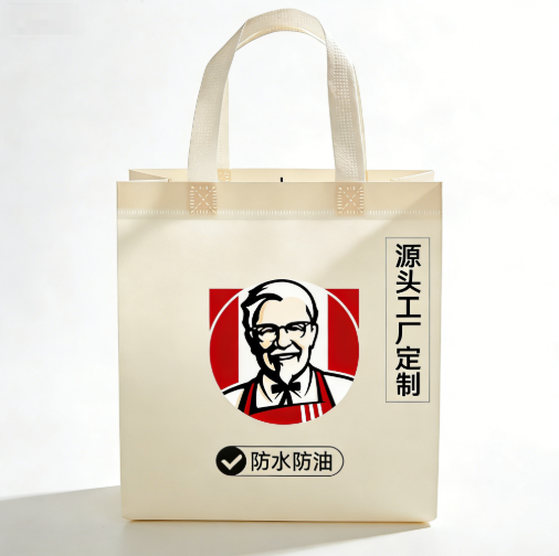 肯德基logo無紡布外賣袋定制 快餐專用 便攜輕盈環保打包袋